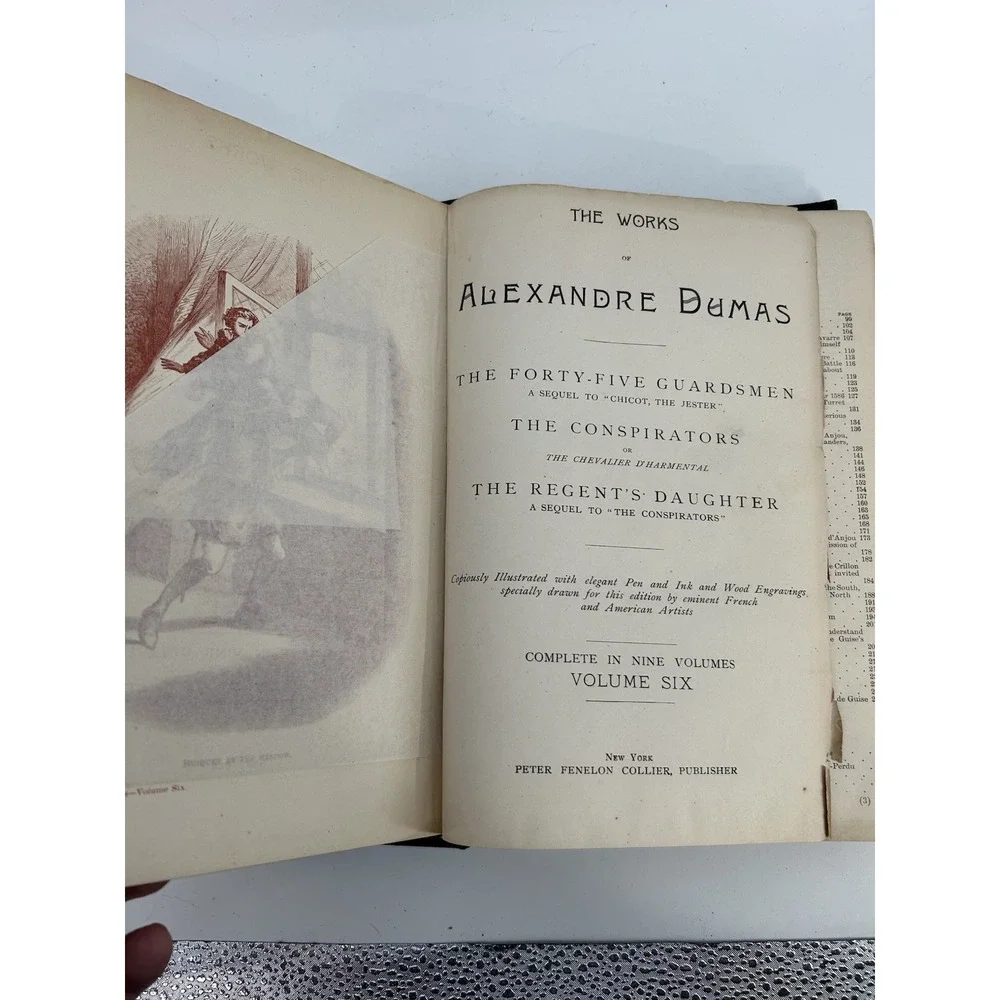 Antique 1893 The Works of Alexander Dumas Hardcover Books Volumes 5 6 & 8